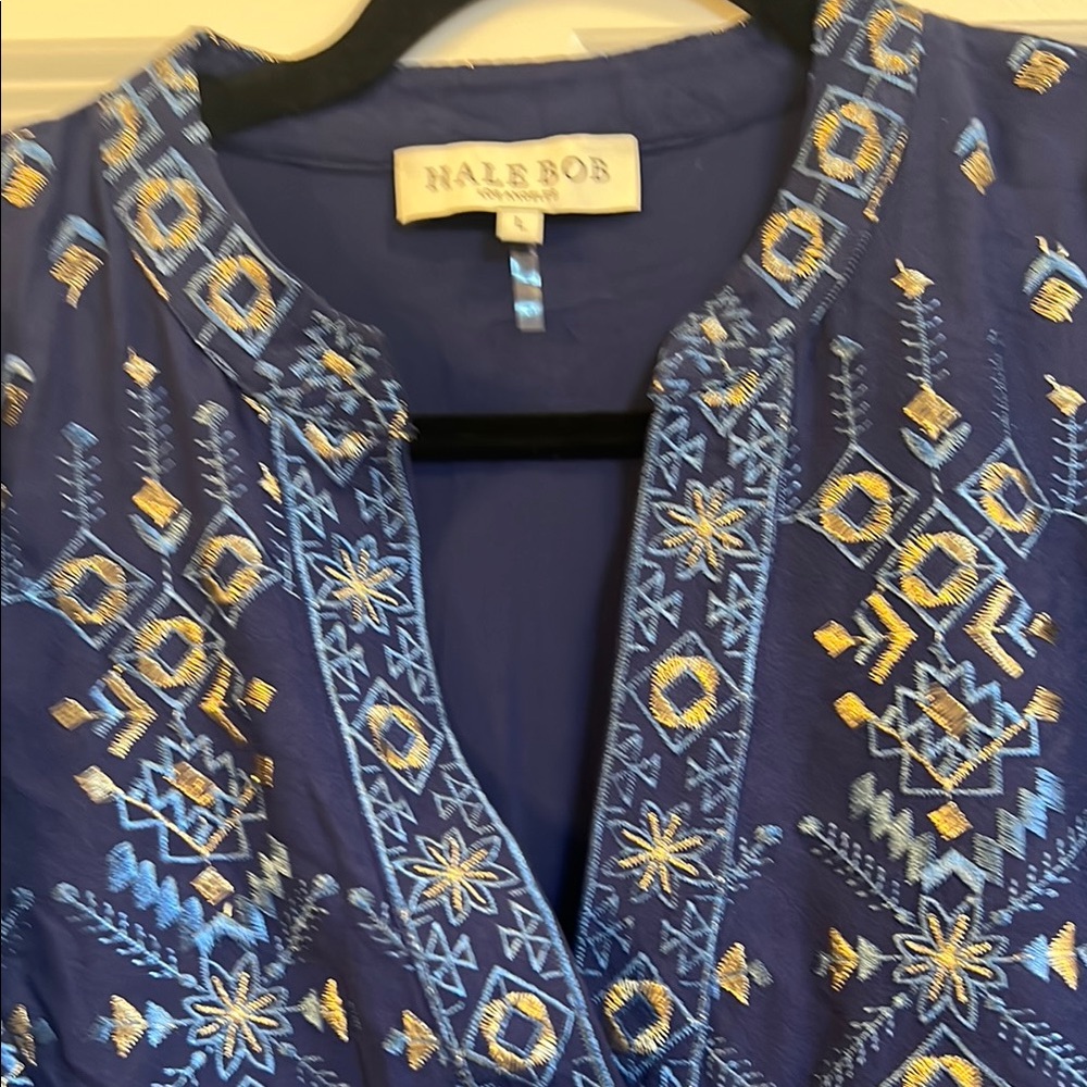 Hale Bob Navy Embroidered Dress